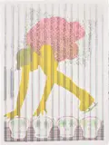 Glen Baldridge, When I Think of You, All I Can Remember is You Falling Down 3.1, 2004, Unique screenprint in colors with hand-coloring in colored pencil and graphite, on Rives BFK paper, with full margins