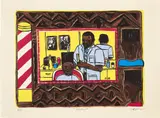 Willie Birch, Haircut, 1992, Screenprint in colors, on Rives BFK paper, with full margins