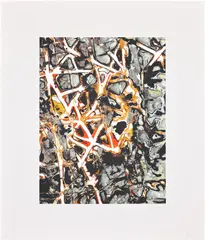 Mark Bradford, Untitled, 2012, Archival inkjet print and screenprint in colors with carborundum flocking, on Hahnemühle German Etching paper, with full margins