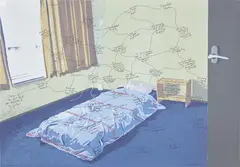 Beth Campbell, Space (In/Out) In An Empty Bedroom, 2007, Screenprint in colors, on mylar, the full sheet