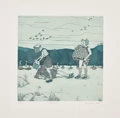 Birding by Amy Cutler, 2003, Etching and aquatint in colors, on Gampi Shikibu Chine collé to Hahnemühle paper, with full margins, sold Apr 2024