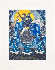Ya es hora (It Is Time) by Marcel Dzama, 2019, Archival pigment print in colors with screenprinted gold leaf, on Hahnemühle paper, with full margins, sold Apr 2024