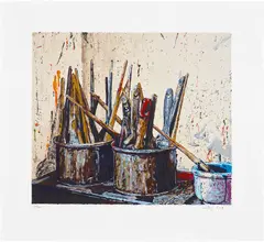 Joe Fig, Brushes (Bill Jensen), 2008, Screenprint in colors, on Rives BFK paper, with full margins