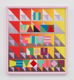 I WANNA GIVE YOU DEVOTION by Jeffrey Gibson (Choctaw & Cherokee), 2019, Screenprint and archival inkjet print in colors with collage, on Hahnemühle Museum Etching paper, contained in the origi, sold Apr 2024