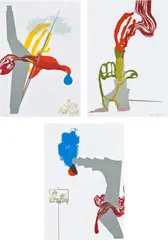 Carrie Moyer, For Sister Corita, 2004, The complete set of three screenprints in colors with glitter flocking, on Magnani Pescia paper, the full sheets
