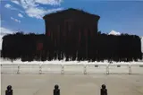 Dread Scott, Obliterated Power (Supreme Court), 2022, Screenprint and archival inkjet print in colors, on Hahnemühle German Etching paper, the full sheet