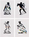 Hank Willis Thomas, Rich Black Specimen: #26, #460, #21, #66, 2013, The complete set of four screenprints in colors, on Rives Papier de Lin paper, with full margins