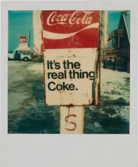 Untitled (Roadside Advertisement for the Back Porch Restaurant), Destin, Florida, August 6 by Walker Evans, 1974, Unique Polaroid SX-70 print, sold Apr 2024