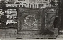 Untitled (graffiti surrounded by torn posters) by Helen Levitt, 1936-1945, Gelatin silver print, printed later, sold Apr 2024