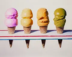 Sharon Core, Four Ice Cream Cones, 2004, Archival pigment print, printed 2024, face-mounted to Plexiglas and flush-mounted