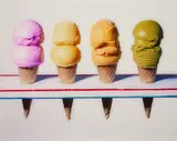 Sharon Core, Four Ice Cream Cones, 2004, Archival pigment print, printed 2024, face-mounted to Plexiglas and flush-mounted