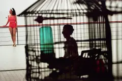 Eve Sussman, Themis in the Birdcage (film still from Rape of the Sabine Women), 2005, Chromogenic print, flush-mounted