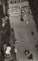 Alexander Rodchenko, Gathering for a Demonstration, 1928, Unique gelatin silver print with applied pigment, printed early 1930s