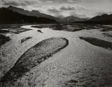 Teklanika River, Denali National Park, Alaska by Ansel Adams, 1947, Gelatin silver print from Portfolio Four: What Majestic Word. In Memory of Russell Varian , printed 1963, sold Apr 2024