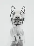 William Wegman, Ray Cat, 1979, Gelatin silver print with silkscreened elements