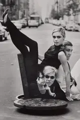 Burt Glinn, Andy Warhol with Edie Sedgwick and Chuck Wein, New York City, 1965, Gelatin silver print, printed later