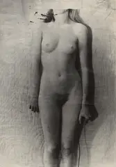 Francesca Woodman, Self Portrait (with bird), 1976-1978, Unique oversized gelatin silver print with applied paint and pigment