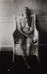 Untitled (seated nude double exposure) by Francesca Woodman, 1973-1975, Gelatin silver print, sold Oct 2024