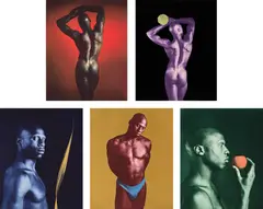 Ken Moody Portfolio by Robert Mapplethorpe, 1985, Tampa, Florida: Graphicstudio, 1985. Five photogravures with watercolor, screenprint and flocking, sold Oct 2024