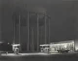 George Tice, Petit's Mobil Station and Watertower, Cherry Hill, N.J.