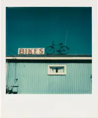 Walker Evans, Untitled (bike shop), October 1, 1974, Unique Polaroid SX-70 print