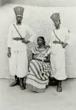 Seydou Keïta, Untitled (woman with Republican guards in leave uniforms), 1956-1957, Gelatin silver print, printed 1998