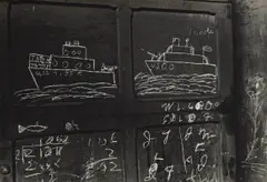 Untitled (graffiti battleships) by Helen Levitt, 1936-1945, Gelatin silver print, sold Oct 2024