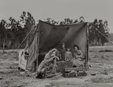 Tent Shelter, Migrant Agricultural Worker's Family, Nipomo, California by Dorothea Lange, 1936, Gelatin silver print, printed later, sold Oct 2024