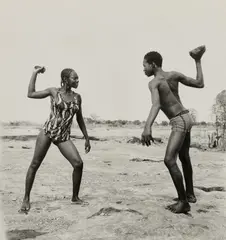 Combat des Amis avec Pierres by Malick Sidibé, 1976, Gelatin silver print, printed 2001, sold Dec 2024
