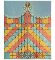 Philip Taaffe, St. John's Gate, 1993, oil, pencil and paper collage on canvas, in 2 parts