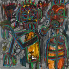 Aboudia, Untitled, 2018, acrylic and oil stick on canvas