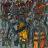 Aboudia, Untitled, 2018, acrylic and oil stick on canvas