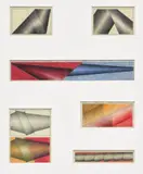 Lee Lozano, Six works: (i–vi) Untitled, 1964, pencil and colored pencil on paper