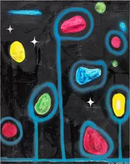 Chris Martin, Untitled, 2006–2008, collage, oil and spray paint on canvas