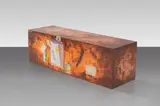 Walead Beshty, Copper (Fedex® Golf-Bag Box_2010 Fedex 163166 Rev 10/10), International Priority, Los Angeles to Hoofddorp, Trk# 799869727005, May 29 – June 4 2013, International Priority, Hoofddorp-Sydney, Trk#796117381500, June 28 – July 3, 2013, FedEx 2Day, Sag Harbor to New York, Trk#771530715412, September 21 – September 23, 2013, polished copper and accrued FedEx shipping labels