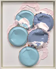Lucien Smith, Oregon man changed name to 'Captain Awesome', 2013, aluminum trays and molding paste on gessoed canvas, mounted to panel, in artist's frame