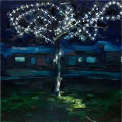 Tomory Dodge, Tree with Lights, 2004, oil on canvas