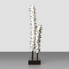 Evan Holloway, Two Sticks, 2015, steel, plaster, spent batteries and shellac