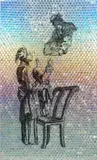 Oliver Laric, Child Reaching for Caged Bird, 2014, tamper evident security hologram stickers on acrylic, clear coating and UV print