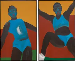 Alvin Armstrong, Track and Field, 2021, acrylic on canvas, diptych