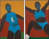 Alvin Armstrong, Track and Field, 2021, acrylic on canvas, diptych