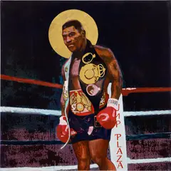 Godfried Donkor, St. Michael, 2019, oil, acrylic and gold leaf on linen