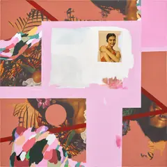 Ayanah Moor, Lotion That Adds Even More, 2021, acrylic, digital print and vintage magazine page on wood panel