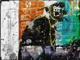 Jason Matthew Lee, SEGMENT PUBLIC x, 2014, electrical soldering alloy, magnets, electrical tape, iron fillings, enamel, ink, archival inkjet, UV protective varnish, tamper proof security stickers and chemical solvents on Epson printed canvas