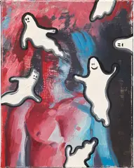 Sam McKinniss, Nude, 2015, oil, acrylic and aqua-leaf on canvas