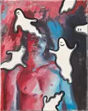 Sam McKinniss, Nude, 2015, oil, acrylic and aqua-leaf on canvas