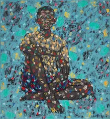 Emeka Udemba, No One Knows My Name, 2020, acrylic and printed paper collage on canvas