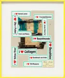 Martin Kippenberger, Untitled, 1993, stickers, paper collage, envelopes, tape, marker and matchbooks on cardboard, in artist's frame