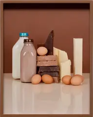 Chocolate Bars, Eggs, Milk by Elad Lassry, 2013, chromogenic print, in artist's frame, sold Mar 2024