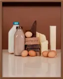 Elad Lassry, Chocolate Bars, Eggs, Milk, 2013, chromogenic print, in artist's frame